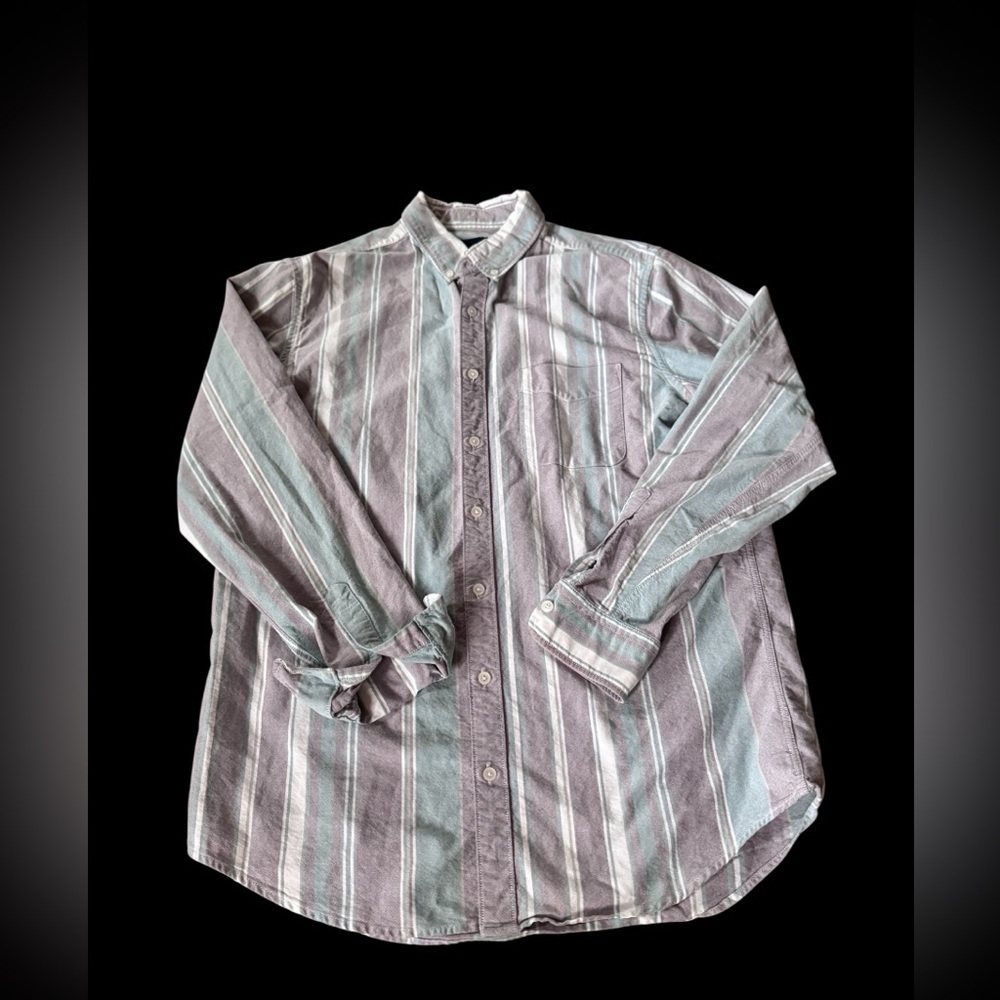 American Eagle Button Down Striped Shirt Men Size Large Tall